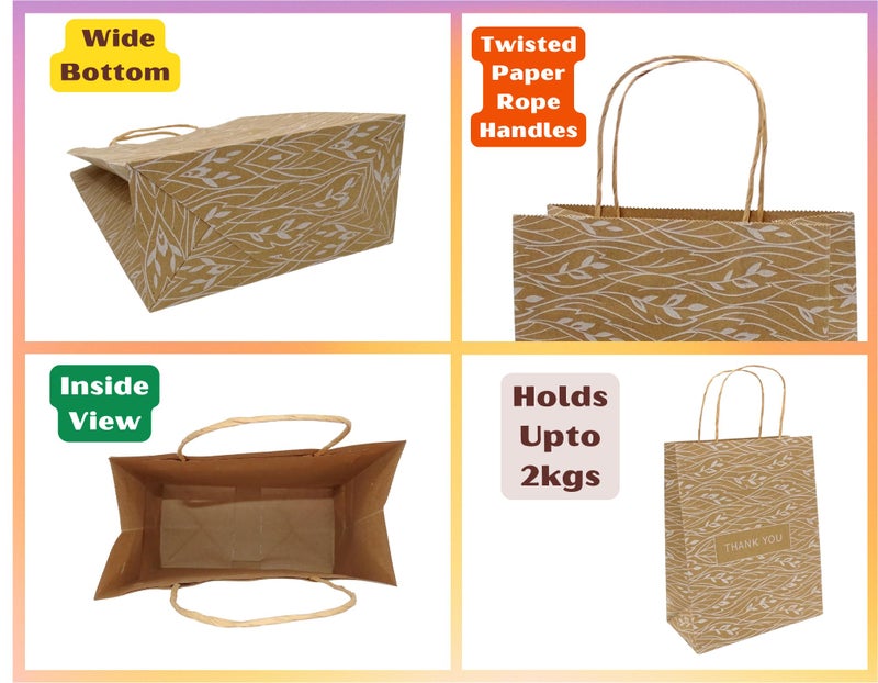 RanGit Bhumi Thank You Gift Bags- 10pcs Brown Paper Bags with Handles (Small), Return Gift Bags, Party Favor Paper Carry Bags for Gifting, Durable Gift Covers (Small-Brown TY, Pack of 10) - Image 3