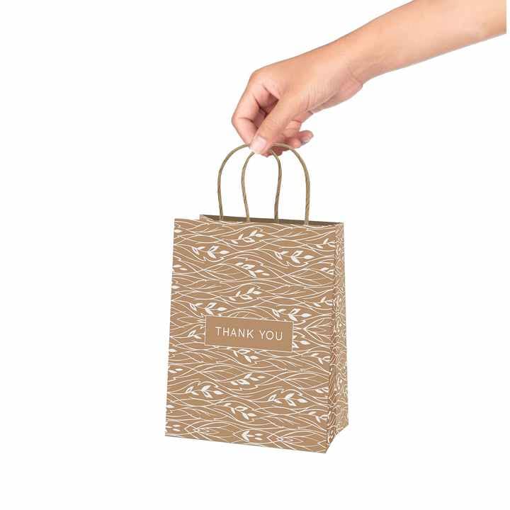 RanGit Bhumi Thank You Gift Bags- 10pcs Brown Paper Bags with Handles (Small), Return Gift Bags, Party Favor Paper Carry Bags for Gifting, Durable Gift Covers (Small-Brown TY, Pack of 10) - Image 5