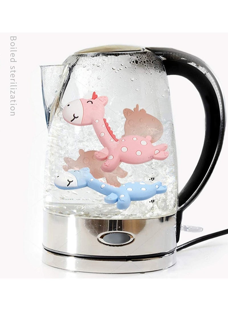 Zikra ألعاب التسنين، عبوة 2 من ألعاب التسنين السيليكونية العضوية للأطفال، عضاضة ناعمة وآمنة وقابلة للمضغ لتخفيف آلام الأطفال الصغار (أزرق، وردي) - Image 4