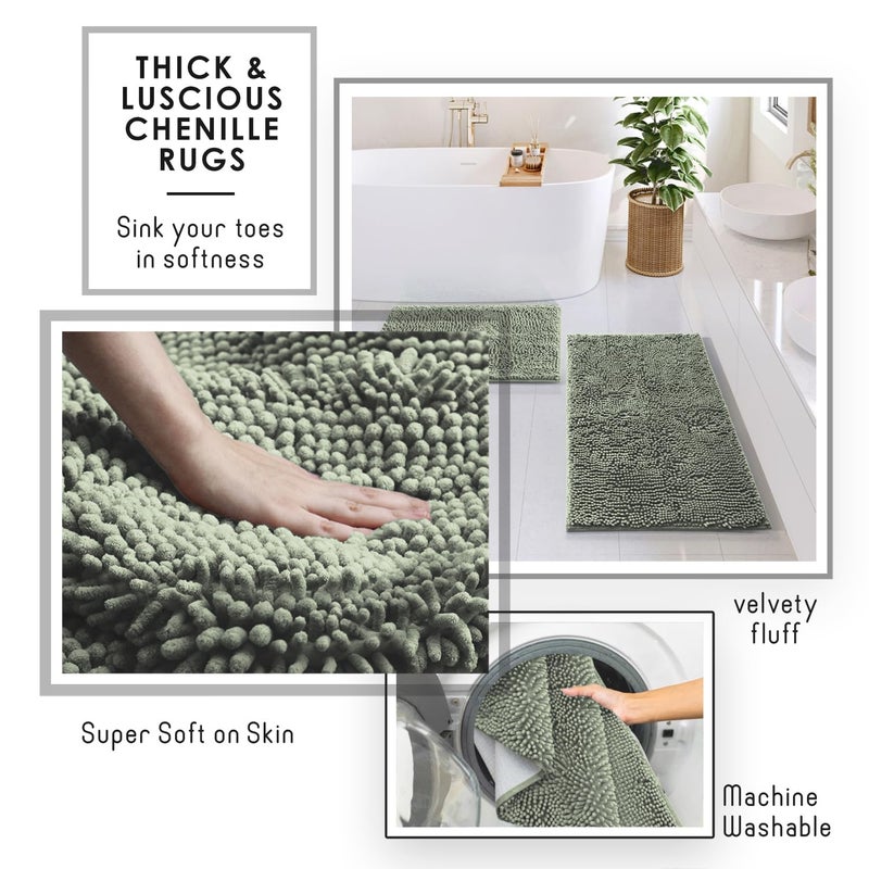 Clara Clark Bathroom Set - Sage Green Bathroom Accessories Set, 6PC Bathroom Accessory Set, Bathroom Sets with Bathroom Rugs, Toilet Brush, Trash Can & Soap Dispenser - Image 5