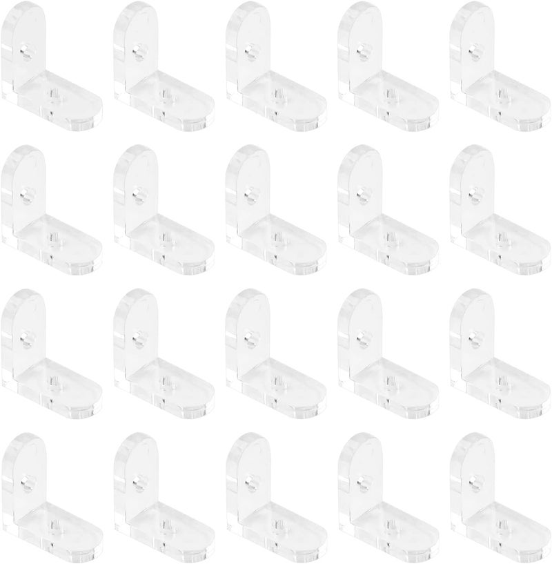 INCREWAY L Brackets Transparent 20Pcs Clear Acrylic Corner Bracket 90 Degree Support Shelf Corner Brace Right Angle Bracket - Image 1
