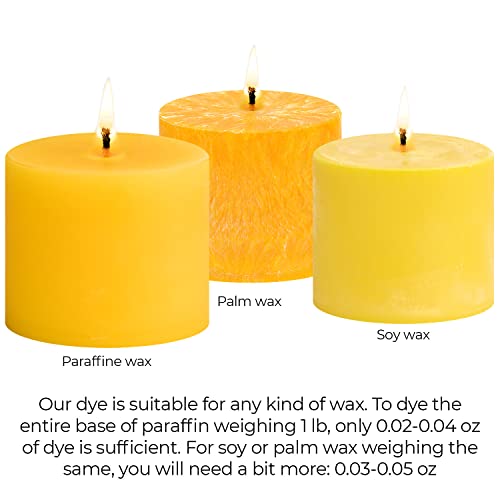Candle Shop صبغة شمعة صفراء 2 أونصة لصنع الشموع من الصويا - صبغات شمع الشموع عالية التركيز - رقائق صبغة ملونة مميزة لمتجر الشموع لشمع الصويا، شمع النحل، البارافين - Image 5
