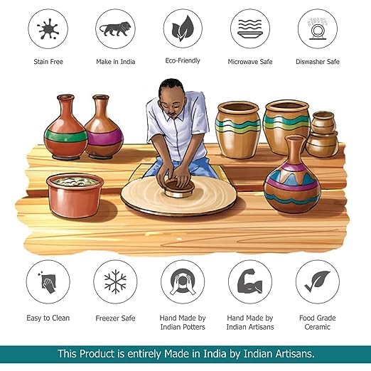 Phezent طقم أطباق ربع سيراميك مصنوعة يدويًا من فيزنت، أطباق جانبية صغيرة للعشاء، الوجبات الخفيفة (7 بوصة، 2 قطعة، آمنة للاستخدام في الميكروويف، أبيض، أخضر) - Image 3