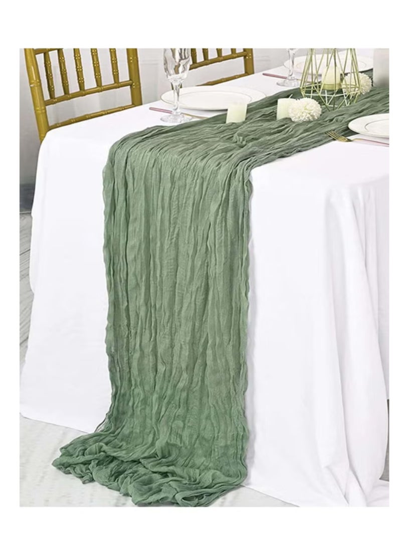 ELASAR Crumpled Gauze Table Runner, 90 x 400 cm Boho Gauze Table Runner for Wedding Bridal Baby Shower Birthday Party Table Decoration - Image 1