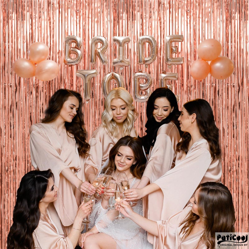 PatiCool Thicken Rose Gold Streamers 4 Pack 3.2 x 8.2 FT, Tinsel Backdrop Curtains, Birthday Decorations for Women Girls, Foil Fringe Photo Backdrop for Bridal Shower, Baby Shower Party Decorations - Image 5