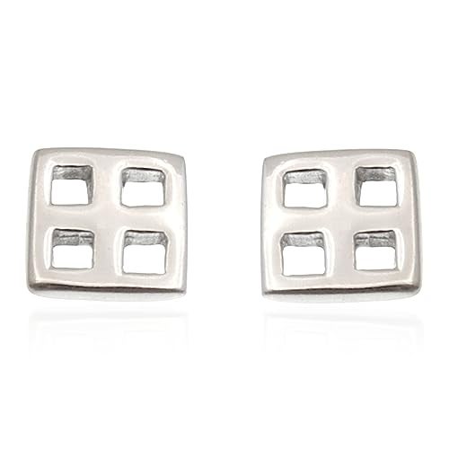 Alexander Castle Charles Rennie Mackintosh 925 Sterling Silver Earrings for Women - Stud Earrings with Jewellery Gift Box - 6.5mm x 6.5mm - Image 1