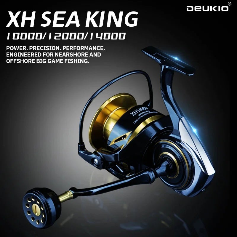 Deukio 26KG Max Drag Spinning Reel 8000, Dual Guide Rod Stabilization System, 7+1BB 4.7:1 Gear Ratio Saltwater Big Game Reel, XH12000 - Image 3