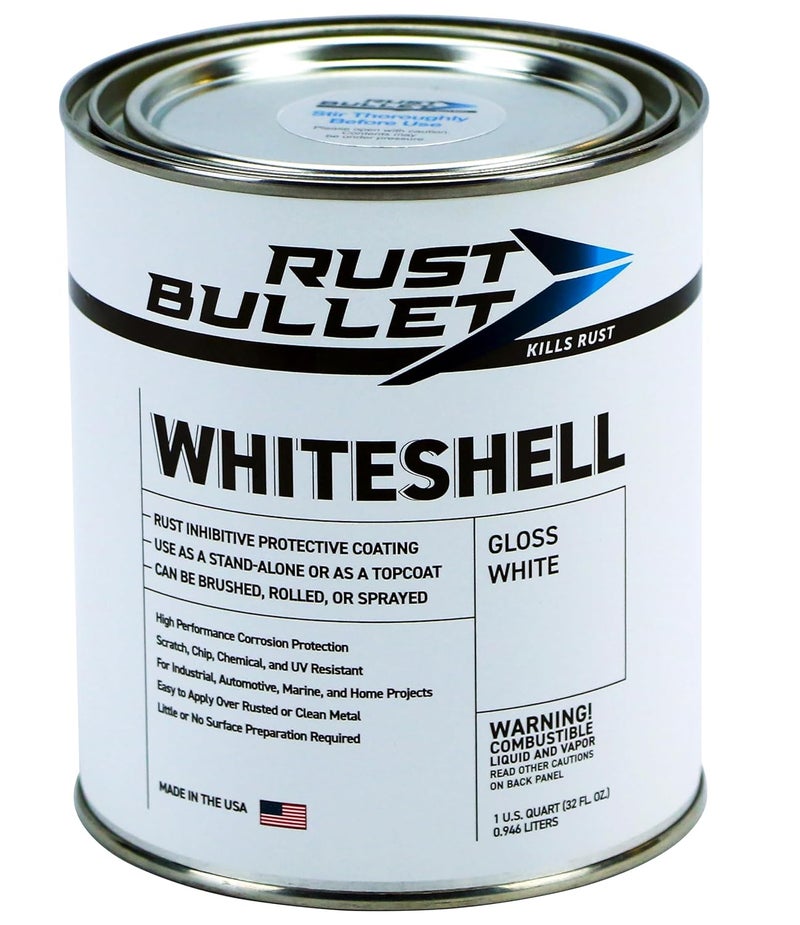 RUST BULLET WhiteShell - Gloss White - 1 Quart - UV Resistant Rust Preventive Coating, Corrosion Control & Long-Lasting Protection for Metal - Image 1