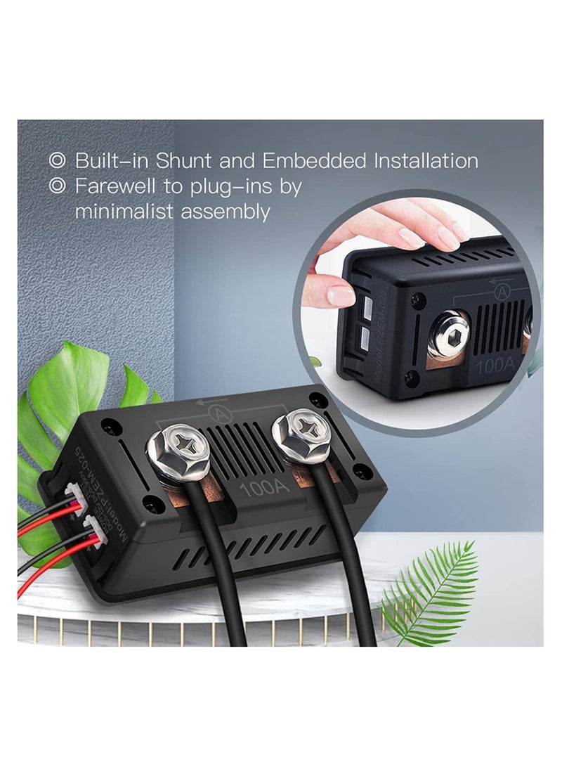 SYOSI DC Multifunction Battery Monitor Meter, Digital Current Voltage Meter Solar Power Meter Multimeter Ammeter Voltmeter Voltage Current Detection 0-300V,0-100A Built-in Shunt for 12V/24V/48V Battery - Image 3