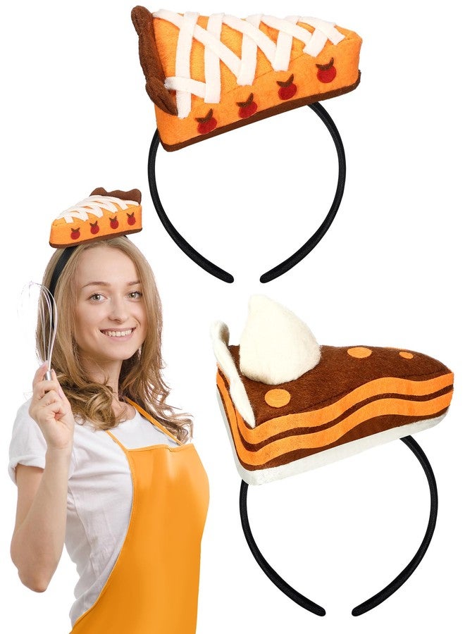 Hoteam 2 Pcs Pumpkin Pie Headband for Women Thanksgiving Funny Hairband Pie Party Favor Supplies Halloween Thanksgiving Accessories Fall Whimsical Costume Dress up Headband - Image 1