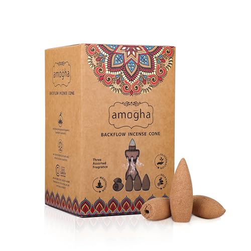 Amogha Backflow Incense Cones | Pack of 40 | Long-Lasting Aromatic Cones for Meditation, Relaxation & Rejuvenation | 3 Fragrances | Stress Relief & Air Purification | Home & Office Use. - Image 2