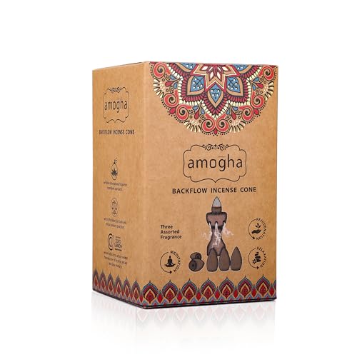 Amogha Backflow Incense Cones | Pack of 40 | Long-Lasting Aromatic Cones for Meditation, Relaxation & Rejuvenation | 3 Fragrances | Stress Relief & Air Purification | Home & Office Use. - Image 4