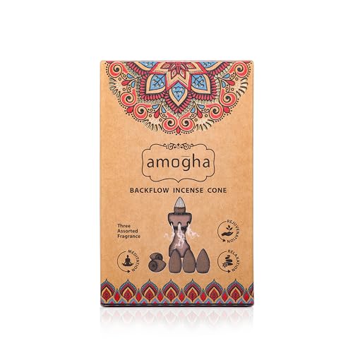 Amogha Backflow Incense Cones | Pack of 40 | Long-Lasting Aromatic Cones for Meditation, Relaxation & Rejuvenation | 3 Fragrances | Stress Relief & Air Purification | Home & Office Use. - Image 3