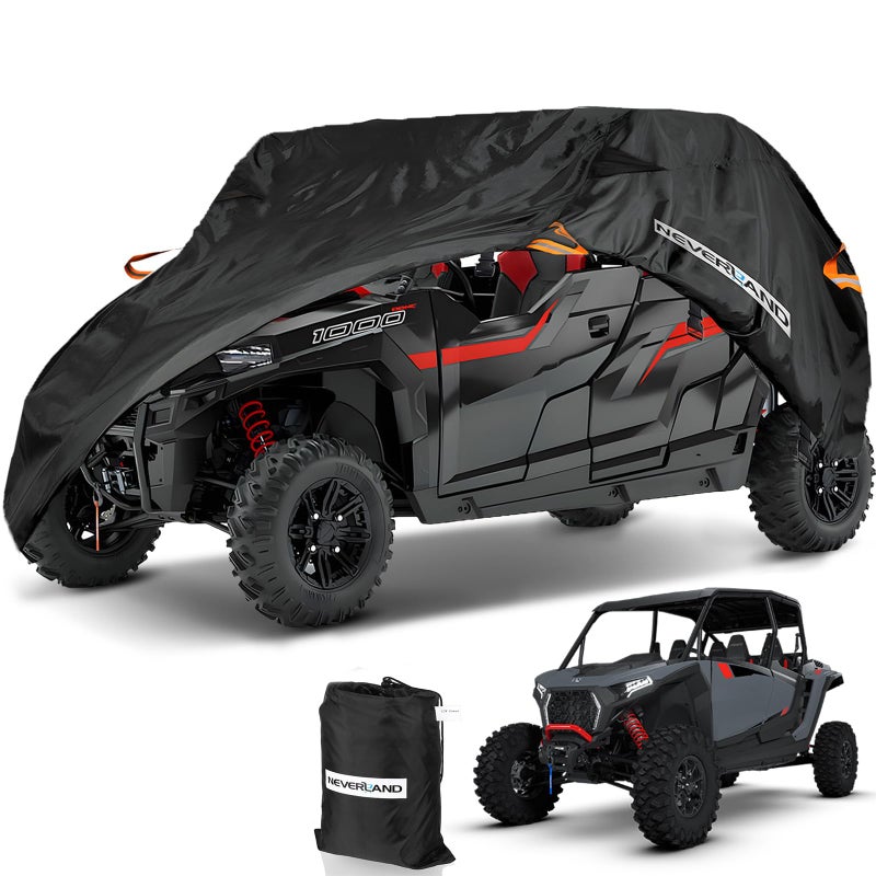 NEVERLAND UTV Cover Heavy Waterproof Denier Oxford Cloth for Polaris RZR Yamaha Can-Am Defender Kawasaki Ranger Cover 4-6 Passenger Black