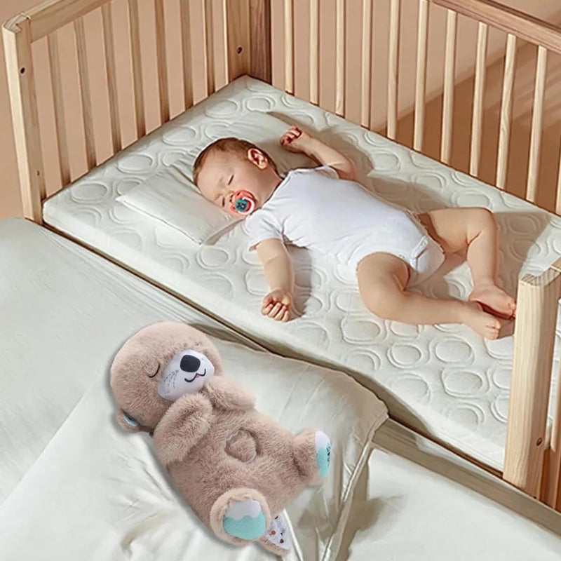 Musical Otter Plush Toy: Beige, Rhythmic Breathing Movement, Volume Control, Soft Lights - Calming Sensory Sound Machine for Newborns & Babies From Birth - Image 3