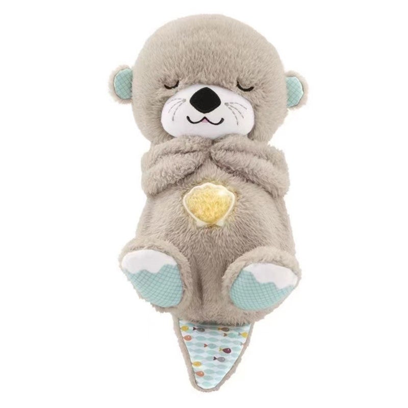 Musical Otter Plush Toy: Beige, Rhythmic Breathing Movement, Volume Control, Soft Lights - Calming Sensory Sound Machine for Newborns & Babies From Birth - Image 1