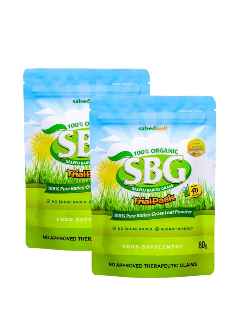 Salveo 2-PACKS BARLEY GRASS SBG 100% Pure Barley Grass Leaf Powder,Rich In Nutrients, Vitamins And Antioxidants 80g*2  - Image 1