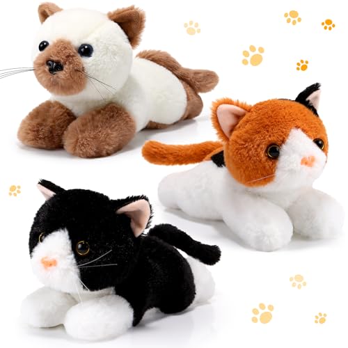 Harrycle 3 Pcs 9 Inch Cat Stuffed Animal Plush Gift Cute Kitten Plush Toys Small Cat Stuffed Animal Sleeping Gifts for Boys Girls Pet Party FavorsCute Style - Image 1