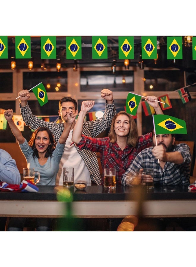 10 Pcs Brazil Hand Flags  14x21 cm Small Stick Flags for World Cup & Party Decor - Image 3