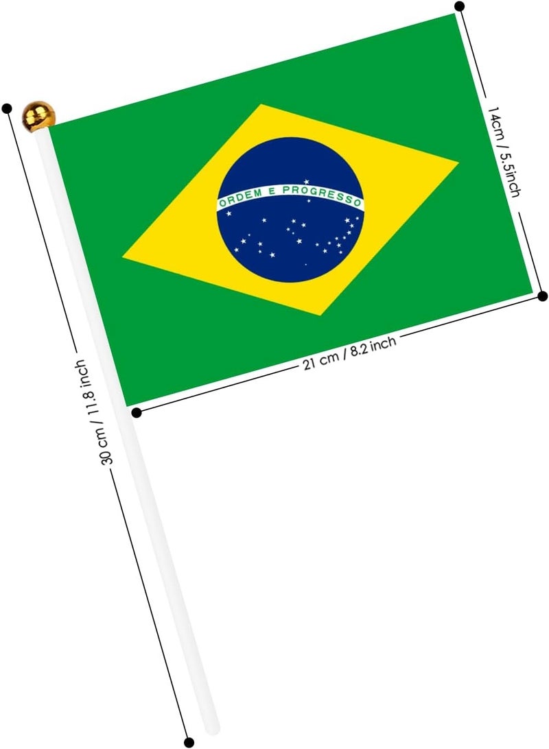 10 Pcs Brazil Hand Flags  14x21 cm Small Stick Flags for World Cup & Party Decor - Image 2