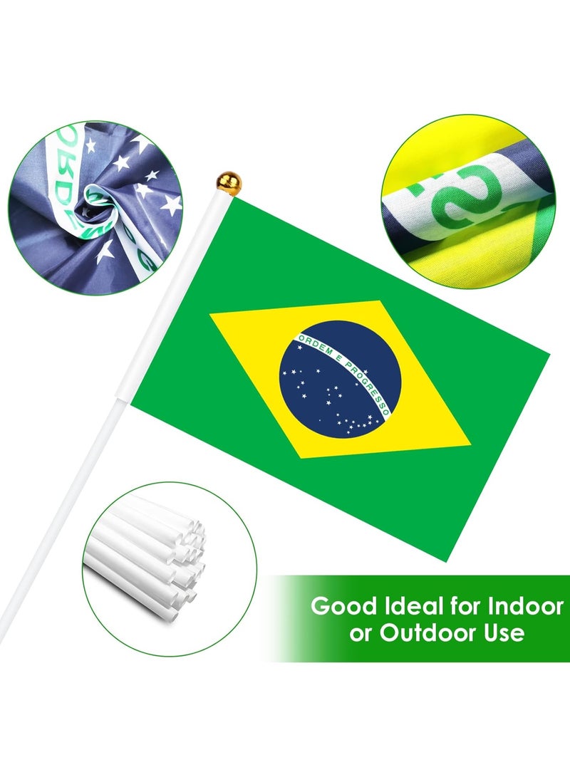 10 Pcs Brazil Hand Flags  14x21 cm Small Stick Flags for World Cup & Party Decor - Image 5