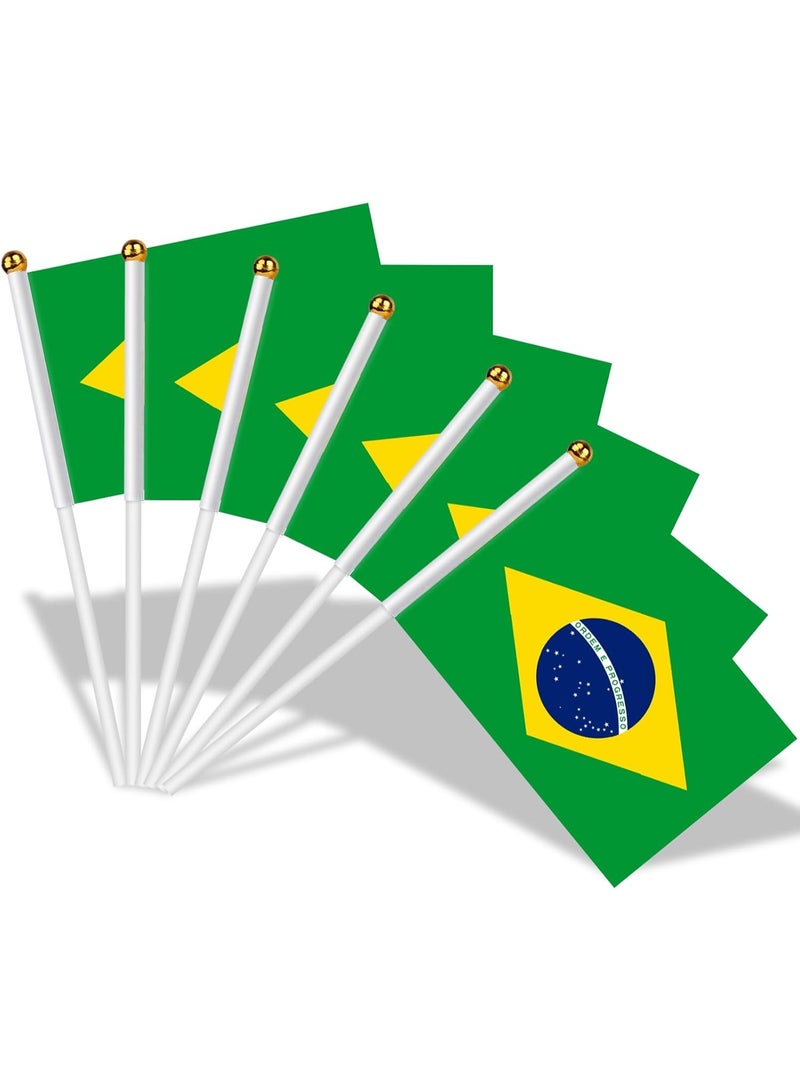 10 Pcs Brazil Hand Flags  14x21 cm Small Stick Flags for World Cup & Party Decor - Image 1