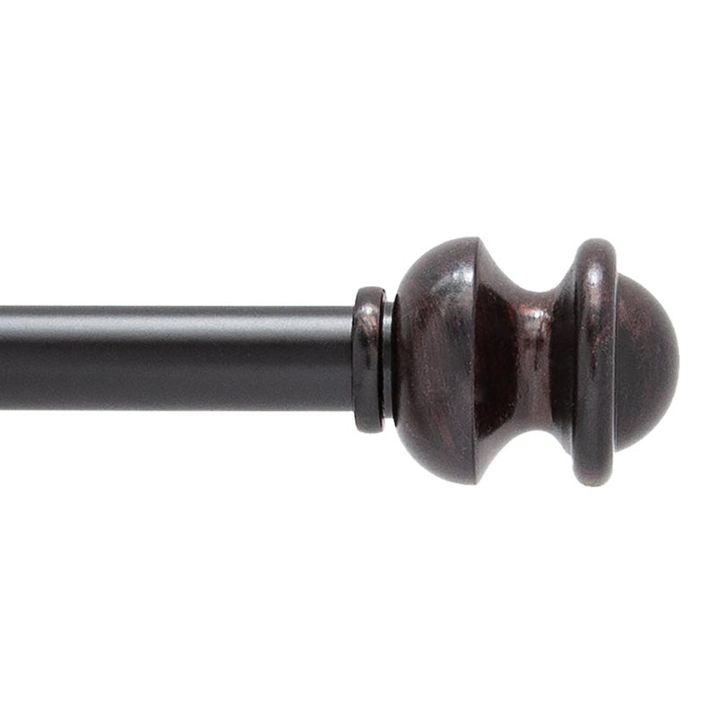 Kenney Kendall Knob Window Curtain Rod, Adjustable 28-48 Inch, Antique Rust Brown - Image 1