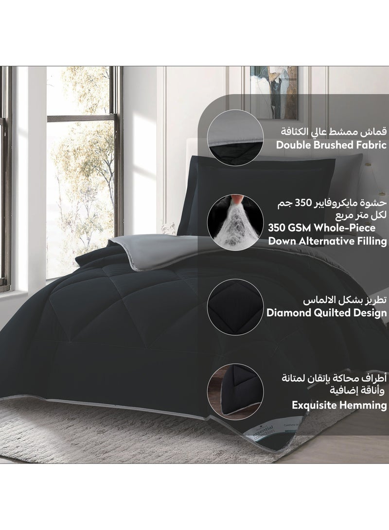 دوناتيلا طقم مفرش روزا سادة 2 قطعة مقاس مفرد ونص 170 × 230 سم بحشوة ثابتة أسود  - Image 5