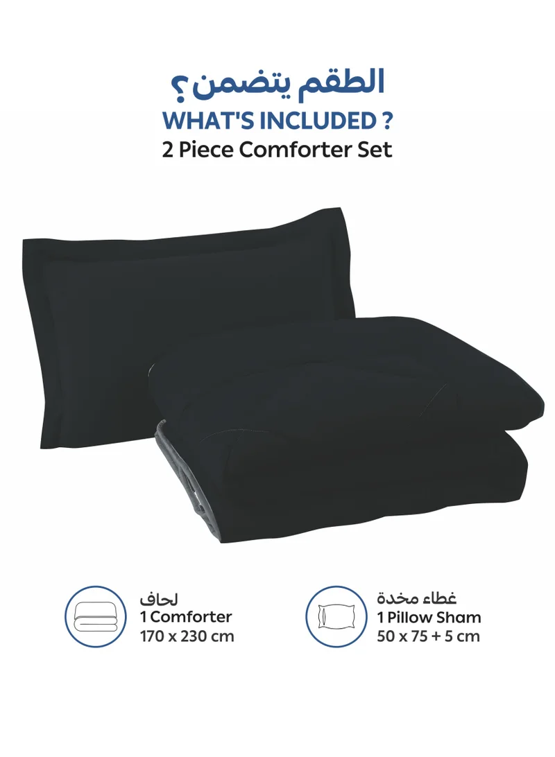 Donetella Bedding Comforter Set,170x230 cm  Single Size Bed - 2-Pcs Solid Quilted Bed Set, Microfiber Fabric - 1 Comforter and 1 Pillow Sham