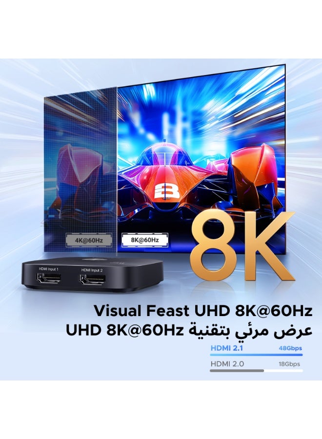 Ugreen HDMI Switch 8K@60Hz Uni-directional Selector, HDMI Splitter 2 in 1 Out, 4K@240Hz HDMI Switcher, Support 3D/CEC/HDR/Dolby/VRR/Free-Sync, Compatible with Switch/PS5/Xbox Apple TV Blu-Ray Player - Image 3