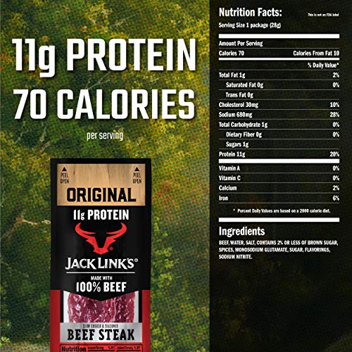 Jack Link's Beef Steak, Original - Protein Snacks, Meat Snack with 12g of Protein, Made with 100% Beef, Individually Wrapped Bulk Snack Pack, Great Stocking Stuffers, Keto Friendly - 1 Oz. (12 Count) - Image 5