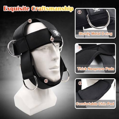 J Bryant Neck Training Harness with Pulley System Adjustable Head Strap for SidetoSide Neck Strength Workout HeavyDuty Steel Chain for Weighted Vertical Training Ideal for Powerlifting Fitness - Image 3