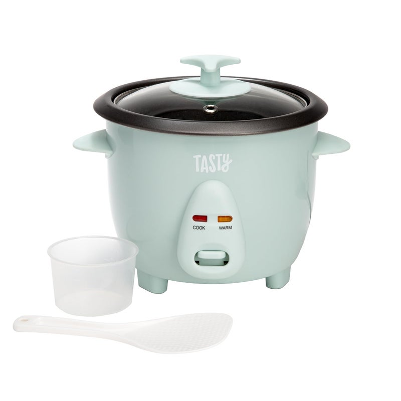 Tasty Mini Rice Cooker with Removable Nonstick Bowl and Auto Keep Warm Function, Great For Soups, Stews, Grains and Oats, 6 Cups Cooked (3 Cups Uncooked), 1.5-Quart, Aqua - Image 1