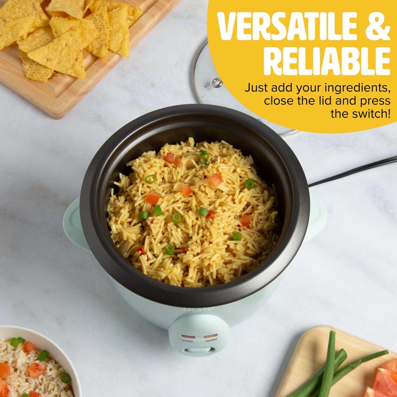 Tasty Mini Rice Cooker with Removable Nonstick Bowl and Auto Keep Warm Function, Great For Soups, Stews, Grains and Oats, 6 Cups Cooked (3 Cups Uncooked), 1.5-Quart, Aqua - Image 4