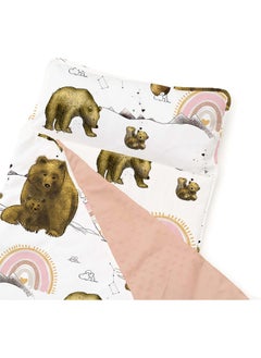 JumpOff Jo JumpOff Jo - Extra Long Toddler Nap Mat for Preschool, Daycare and Kindergarten - Sleeping Bag for Kids with Removable Pillow and Ultra Soft Blanket - Rainbow Bears  - Image 5