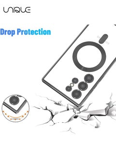 Unique Samsung Galaxy S24 Ultra Case with Camera Lens Protector,Magnetic Clear Case for S24 Ultra,Full Protection Plating Anti-Scratch Slim Thin Case Cover (Black)  - Image 3