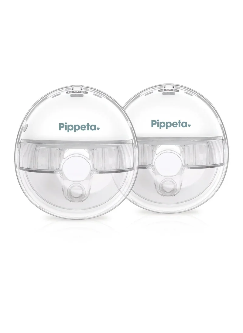 Pippeta Pack of 2 Compact Handsfree Breast Pump - Led Screen, Single Pumping, 12 Suction Modes, 150 Ml Capacity - White