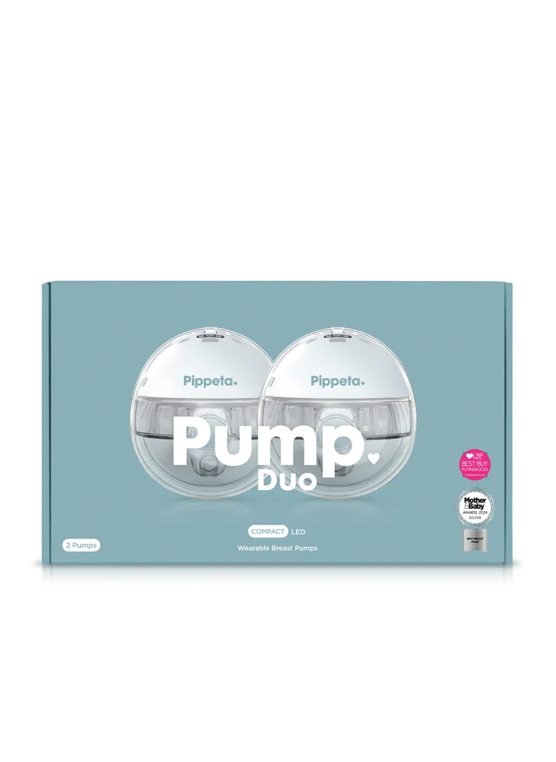 Pippeta Pack of 2 Compact Handsfree Breast Pump - Led Screen, Single Pumping, 12 Suction Modes, 150 Ml Capacity - White