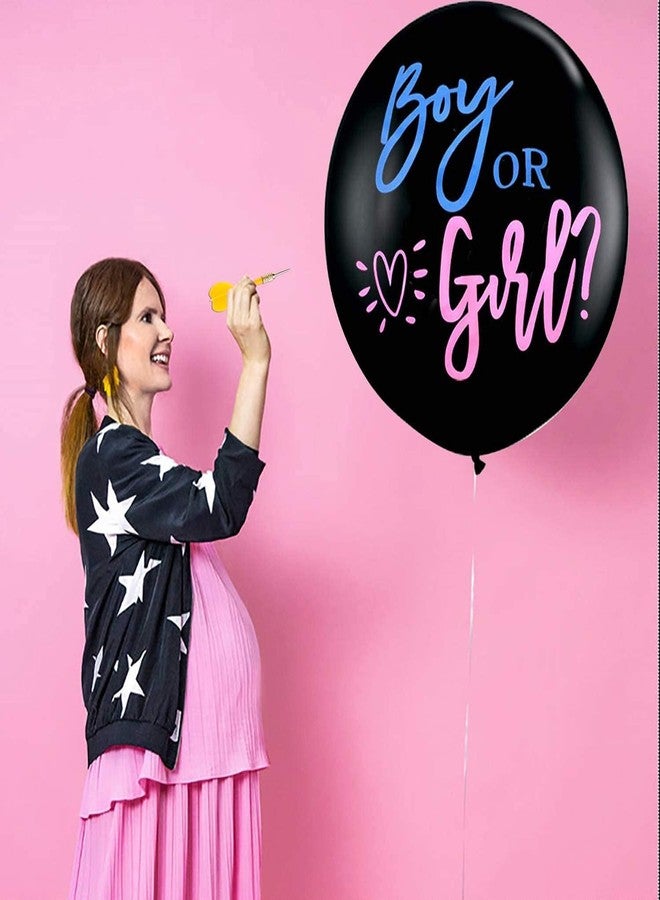 PATICARRY HAPPYLAND Gender Reveal Balloon - 36 Inch Black Latex Balloon for Boy or Girl Baby Shower Party, Gender Reveal Confetti Balloons with Pink and Blue Confetti, - Image 2