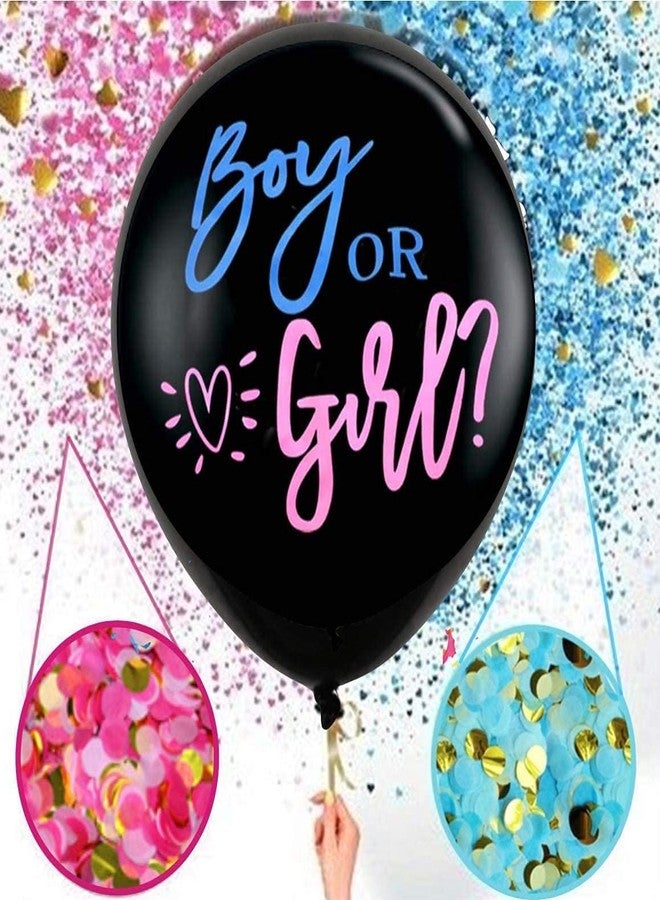 PATICARRY HAPPYLAND Gender Reveal Balloon - 36 Inch Black Latex Balloon for Boy or Girl Baby Shower Party, Gender Reveal Confetti Balloons with Pink and Blue Confetti, - Image 3