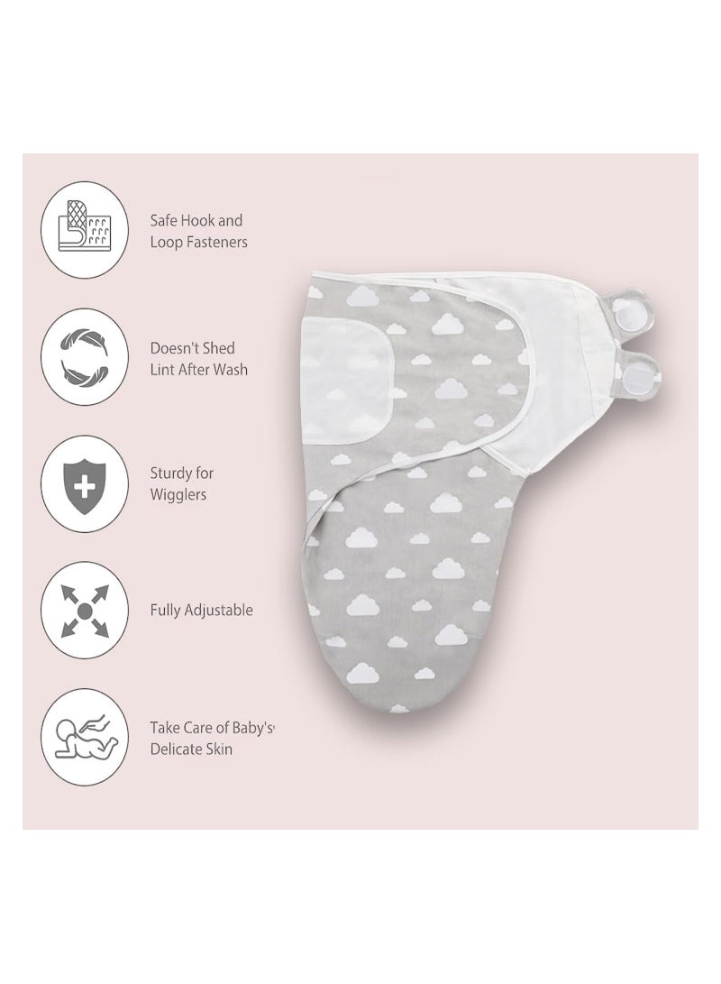 KASTWAVE 3 Pcs Newborn Swaddle Blanket Wrap 0-3 Months 100% Breathable Cotton Swaddlers Sleep Sack with Adjustable Wings for Baby Boys and Baby Girls - Image 4