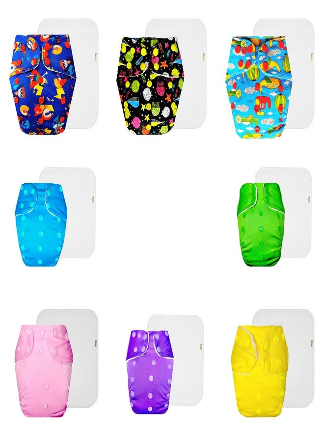 Dumbledo Premium Cloth Diaper with Cotton Insert (Pack of 8) | Dry Feel and Comfortable | 6-Layer Absorbent Pad | Adjustable Snaps | Trusted by Moms | 3 Months - 3 Years | Unisex Baby - Image 1