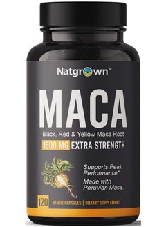 Natgrown Organic Black, Red & Yellow Peruvian Maca Root Extract 1500mg - 120 Capsules  - Image 1