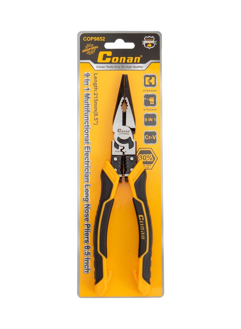 Conan COP9852 9-in-1 Multifunctional Electrician Long Nose Pliers – 215mm (8.5") - Image 1