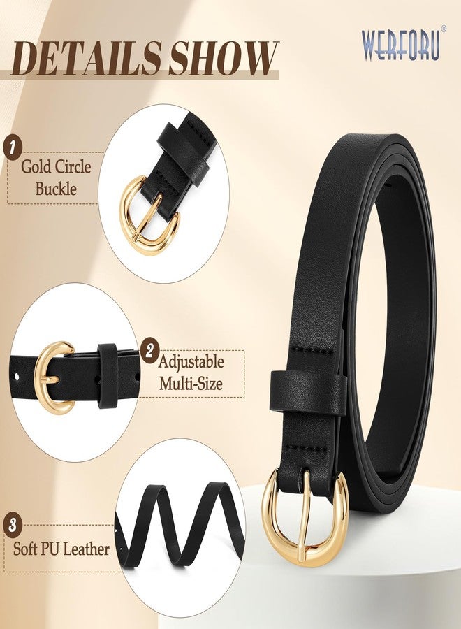 WERFORU 3 Pack Women Skinny Belt Thin Waist Belt for Women Leather Belt with Gold Buckle for Jeans Pants Dress 0.74" Width,A-Black+Brown+Beige,Fit Waist Size 26"-30" - Image 5