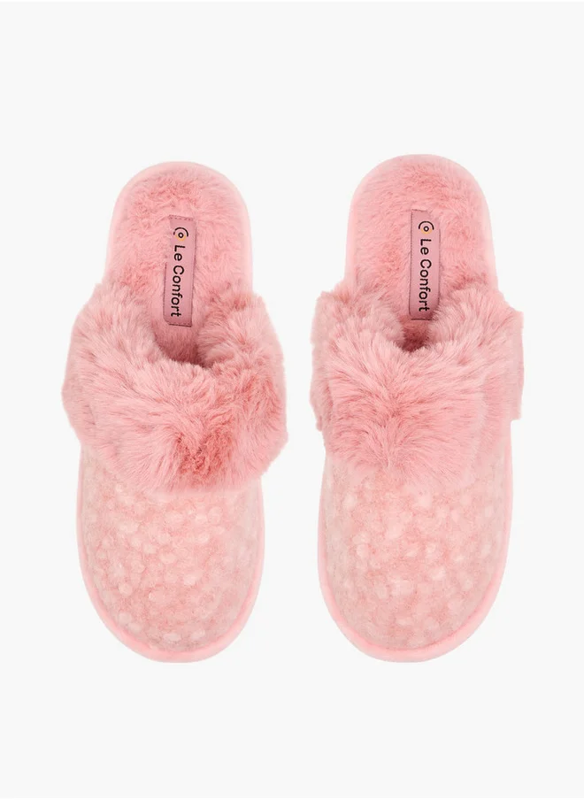 Le Confort Women's Closed Toe Faux Fur Bedroom Slippers