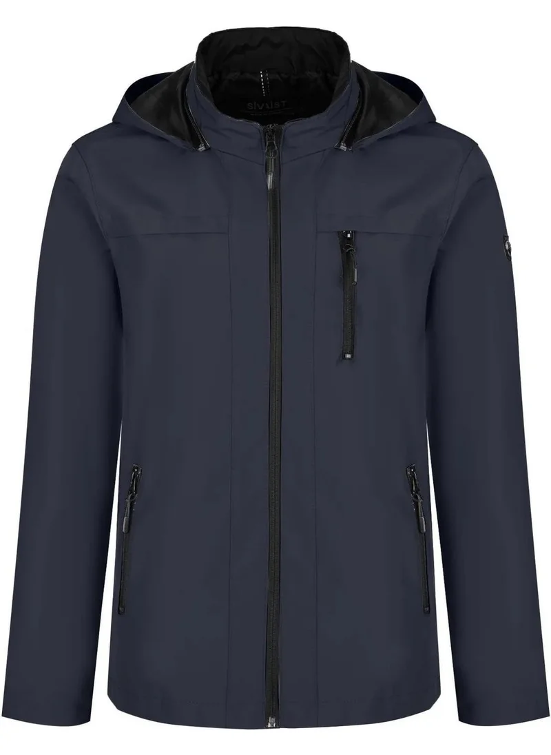 Sivaist Men's Navy Blue 100% Waterproof Summer Coat with Removable Hood and Inner Pocket