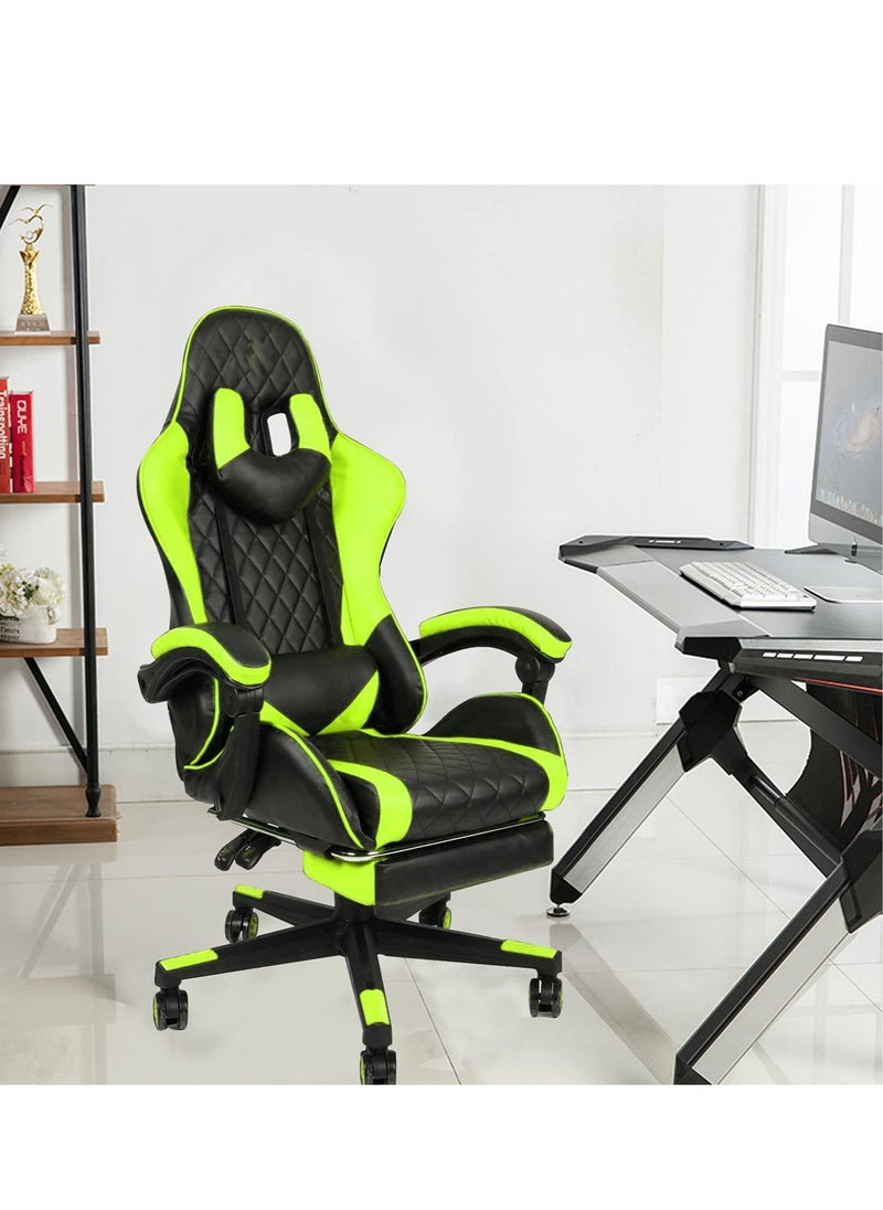EMZJ - LED Gaming Chair Ergonomic OfficeChair Racing Style High-Back Desktop PC Computer GamingChair Adjustable Height SwivelChair with Footrest, Headrest and Lumbar Support - Image 1