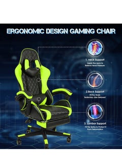 EMZJ LED Gaming Chair Ergonomic OfficeChair Racing Style High-Back Desktop PC Computer GamingChair Adjustable Height SwivelChair with Footrest, Headrest and Lumbar Support  - Image 3