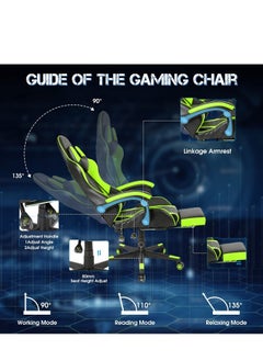 EMZJ LED Gaming Chair Ergonomic OfficeChair Racing Style High-Back Desktop PC Computer GamingChair Adjustable Height SwivelChair with Footrest, Headrest and Lumbar Support  - Image 2